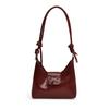 Bolsa Pequena de Axila com Laço Estilo Ocidental Feminina 2024 Nova Moda Nicho Transversal Verão Couro Envernizado Bolsa de Ombro para Trabalho