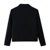 Comercio Exterior Transfronterizo de Amazon 2026 Ropa de Mujer Más Vendida Chaqueta Corta Abotonada Estilo Chino Nuevo Solapa Negra Top Estilo Retro