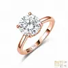 Anillo de plata de ley S925 con moissanita, base microincrustada de cuatro garras, anillo completo de moissanita, anillo cerrado para mujer