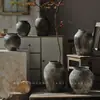 Jarrón de Cerámica Gruesa Hecho a Mano Jingdezhen Cerámica de Arcilla Antigua Imitación Estilo Retro Sala de Té Zen De Pie Olla Antigua de Cerámica