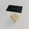 Arete de Clip Multicapa Zirconia Super Flash Dongdaemun de Corea del Sur, Sencillo y de Alta Gama, Cobre Chapado en Oro Real Retro de Nicho