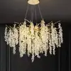 Lámpara de araña moderna minimalista para sala de estar, lámpara de cristal de aluminio para dormitorio, lámpara de arte interior de lujo ligero y elegante para comedor y dormitorio
