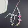 Lanyard para Celular com Pingente de Câmera CCD, Lanyard Rosa Branco Colorido DIY com Contas Feitas à Mão, Corda Anti-perda com Laço