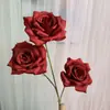 3 Cabezas de Rosas Artificiales con Bordes Rizados para Decoración de Boda, Pared de Flores, Arreglo de Pasillo, Flores de Seda, Flores Falsas, Arreglo de Boda, Rosas de Diamante