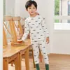 26 Roupa Íntima de Algodão Puro Antibacteriano para Meninos da Primavera e Outono Lycra Algodão Roupa de Casa Estampada Roupas e Calças Finas de Outono para Crianças