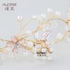 Tocado Nupcial de Venta Caliente Transfronterizo Flor Dorada Diadema de Boda Europea y Americana Accesorios de Boda Joyería de Venta Caliente de Amazon