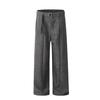 Calça de Kendo Cinza Texturizada com Alça de Tecido Rústico Estilo Old Qian Calça Casual Calça Reta Masculina Calça Tendência Versátil