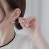 Pendientes asimétricos con forma de CD y aguja de plata s925, de lujo y de alta gama, para mujer, con temperamento social, diseño de nicho.