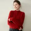 Nueva Camiseta de Punto Gruesa de Cachemira para Mujer Otoño e Invierno, Cuello Medio Alto, Ajuste Holgado Adelgazante, Top Cálido con Suéter por Dentro