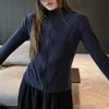 W2026 Abrigo Adelgazante Nuevo Otoño/Invierno Estilo Coreano para Mujer Doble Cremallera Mezcla de Lana Capa Interior Manga Larga Camiseta Base Superior