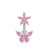 Atacado de fabricantes de joias para piercing corporal europeus e americanos, novo prego de umbigo de borboleta e flor de zircônia incrustada de cobre transfronteiriço Amazon