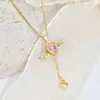Acessórios Femininos Cobre Micro-Incustado Zircônia Simples Aço Inoxidável Colar Leve Luxo Tendência Nicho Joia de Clavícula Geométrica Moda Ol