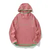 Acessível Estilo Montanha ao Ar Livre Outono/Inverno Novo Textura Canelada Bloco de Cores Lã Esportivo Listras Capuz Manga Longa Camiseta Hoodie
