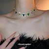 Collar de Amor Diamante Dopamina Colorido Lujo Ligero Estilo Dulce Cool Colgante de Moda Cadena Clavícula Aretes de Moda Combinables para Mujer