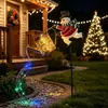Lámpara de Suelo con Forma de Tetera, Muñeco de Nieve Navideño de Hierro Forjado Transfronterizo, Luz Solar para Exteriores Temática Navideña con Enchufe, Luz Decorativa para Jardín