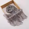 Nuevo bufanda larga transpirable y fresca de gasa arrugada natural más vendida con hilos brillantes, pañuelo para la cabeza de gasa arrugada
