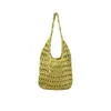 Bolso Tejido de Hilo de Algodón Corrugado Hueco de Alta Calidad para Mujer 2025 Nuevo Bolso de Playa Casual de un Solo Hombro Hecho a Mano para la Costa