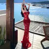 Vestido Longo de Uma Peça Estilo Europeu e Americano para Menina Popular, Top Tubinho de Renda, Alças, Costas Abertas, Sexy para Férias na Praia, Vestido de Aniversário, Vermelho