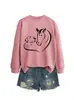 Amazon Ebay Site Independente Moda Casual Versátil Feminina Outono Inverno Novo Moletom de Manga Longa Cão e Cavalo Coração Comércio Exterior