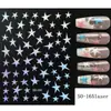 Conjunto de Adesivos de Unha Artística Transfronteiriços Dourado e Prata Preto e Branco Ouro Rosa Rosa Azul Estrela de Cinco Pontas Irregular Adesivos Autocolantes