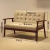 Juego de tres piezas de silla de sofá de madera maciza para balcón, una mesa y dos sillas, silla de sofá individual casual para relajarse, mesa y sillas de cafetería