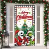 2026 Nueva Cortina de Puerta Navideña Bandera Decoración de Fondo del Monstruo Verde Grinch Navideño para Exteriores Tela Colgante Cubierta de Puerta