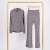 [En Stock] Conjunto de Chaqueta con Cuello Alto Ld y Pantalones de Campana, Chaqueta con Capucha Deportiva, Chaqueta Deportiva de Yoga con Ligero Acampanado