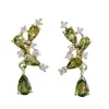 Diseño Original Pendientes de Zirconia Verde Oliva Forma de Gota Pétalo Estilo Bosque de Gama Alta Nicho Pendientes de Moda Versátiles Accesorios para Orejas