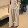 LS Marca NuevaEtiqueta Negra Marca Minimalista de Gama Alta Novedad de Verano Moda Sencilla Pantalones Casuales de Color Sólido 30593-1#