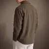 Camisa de trabalho de manga comprida patchwork desconstruída de alta qualidade estilo americano com bolsos com zíper, nova camisa casual de colarinho masculina para outono