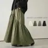 Estilo Japonés Nuevo Casual Combinable Retro Ola Plisado Cintura Alta Falda Color Sólido Cola de Pez Falda de Gran Oscilación Larga 5 Colores