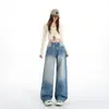 Colección Principal Otoño 2026 y Jeans de Pierna Ancha Sueltos Estilo Sweet Cool Hot Girl de la Alta Calle Americana para Mujer con Estampado Yichun Lavado