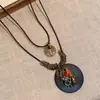 Colar Cerâmico Boêmio Retrô, Corrente Longa para Suéter Estilo Étnico Exótico Medieval, Colar Corrente para Clavícula Zen