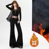 Nueva colección Otoño/Invierno 2026: vaqueros casuales para mujer, forrados de polar, gruesos, elásticos, ligeramente acampanados, corte holgado