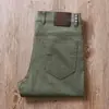 Verão 2023 Sarja Lavada com Bomba de Algodão Lyocell Fina Calças Casuais Masculinas Slim-fit Retas Pequenas de Cinco Bolsos de Alta Qualidade