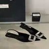 Sapatos de Salto Alto Apontados de Luxo Estilo Francês, Sandálias Fechadas Elegantes com Fivela de Strass Verão 2025, Sapatos de Salto Fino Sem Costas