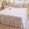 Nuevo Estilo 2024 Juego de Tres Piezas de Falda de Cama 100% Algodón Colcha de Una Pieza Sábana de Cama 100% Algodón con Volante Estilo Coreano Protector de Cama General para Cuatro Estaciones