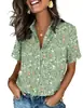 Nueva Camisa Casual de Manga Corta para Mujer, Estilo Verano Europeo y Americano, Transfronteriza Y2 Amazon, Estampado Geométrico Abstracto, Corte Holgado