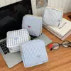 Bolsa de Tofu Casera de Rayas Simples, Bolso de Mano Portátil para Mujer, Linda Bolsa de Almacenamiento para Toallas Sanitarias, Bolso Pequeño para Llevar de Estudiante