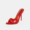 Sandalias rojas de suela roja con tacón de aguja ultraligero para mujer, simples, elegantes y versátiles, para usar en exteriores, comercio exterior transfronterizo Amazon AliExpress
