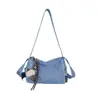 Bolsa Jeans com Diamantes Feminina Outono e Inverno Nova Estilo Coreano Casual para o Dia a Dia Versátil Ombro Transversal Bolsa Almofada Transfronteiriça