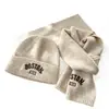 Conjunto de Gorro y Bufanda de Lana Tejida para Niños, Gorro Cálido de Protección para Orejas para Otoño e Invierno con Bordado de Letras para Niños y Niñas, Exclusivamente para Ventas Transfronterizas