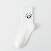 Calcetines de cara sonriente para mujer, calcetines de media pantorrilla, calcetines finos de algodón de verano, calcetines largos modernos, primavera y otoño, negro blanco, calcetines deportivos lindos