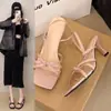 Sandálias de Salto Alto Estilo Fada Fashion Casual Verão 2025 Novo Estilo Tiras Cruzadas Respiráveis Confortáveis Sandálias de Salto Agulha para Mulheres