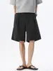 Shorts de traje a rayas retro americano, pantalones finos de verano de longitud media, holgados y sencillos, shorts casuales plisados hasta la rodilla