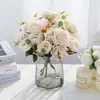 Flor de Rosa Artificial Peonía de Seda Hortensia Ramo de Flores Falsas Vintage Decoración de Fiesta Boda Festival Decoración del Hogar
