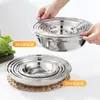 Venta al por mayor comercial Acero Inoxidable 304 Recipiente para Sopa Tazón para Mezclar Cocina Cafetería Escolar Espesado No Magnético Tazón para Sopa con Imán