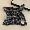 Bufanda Cuadrada de Lana a Cuadros Estilo Británico, Lazo para el Cabello Scrunchie para Mujer, Cuerda para el Cabello Banda para el Cabello Cuadrada Lado Cola de Caballo Baja