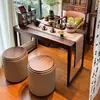 Mesa de Té Estilo Canción para Balcón de Madera de Nogal Negro, Mesa y Sillas Estilo Tradicional para Sala de Estar, Balcón, Apartamento Pequeño, Mesa de Té Integrada