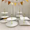 Birthday Decoration Dessert Table Display Stand Ornaments European Cold Meal Tea Break Table Plastic Cake Snack Tray Shelf